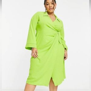 NEVER BEEN WORN. ASOS, Lime green dress, plus sized 20